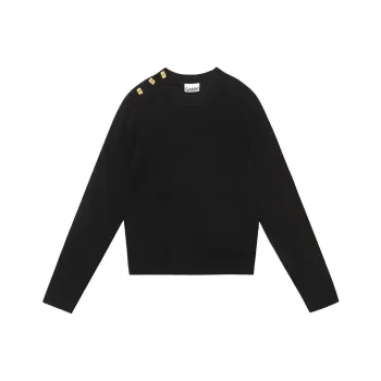 GANNI Button-Embellished Knitted Jumper