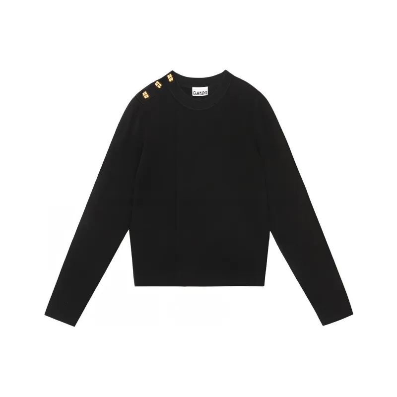 GANNI Button-Embellished Knitted Jumper-0