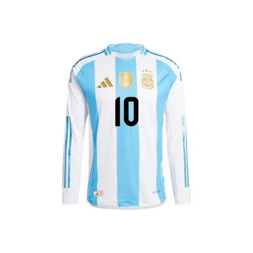 Adidas Free Shipping With AdiClub Argentina 24 Long Sleeve Messi Home Authentic Jersey