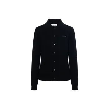 MIU MIU Logo Intarsia-Knitted Button-Up Cardigan