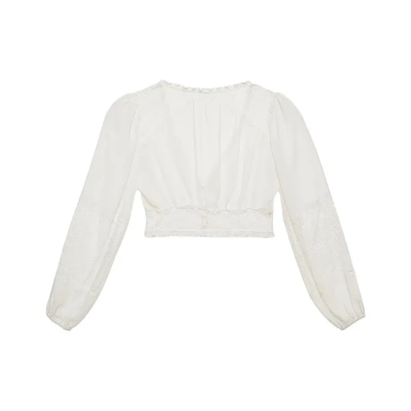 Victoria's Secret FOR LOVE & LEMONS Freya Blouse/White Shirt Women's White-0