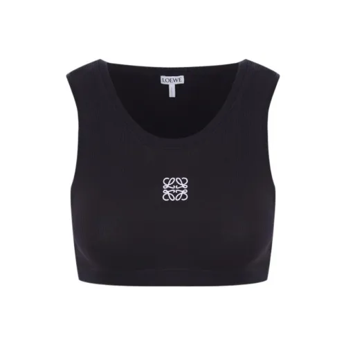 LOEWE Cropped Cotton Anagram Tank Top Black/White