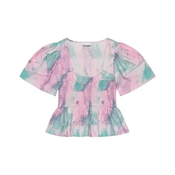 GANNI Tie dye Organic Cotton Blouse