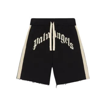 PALM ANGELS Curved Logo Track Sweatshorts