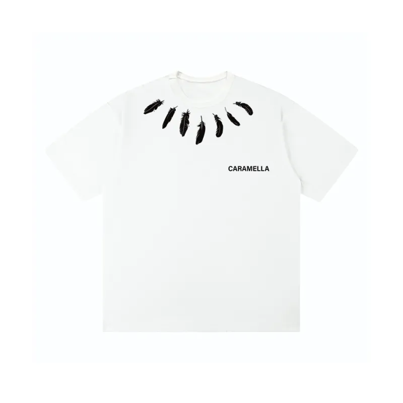 Caramella Drop Shoulder Sleeve T Shirt Unisex White-0