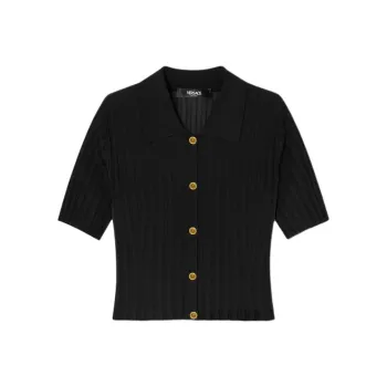 VERSACE Short Sleeved Button Up Knitted Shirt