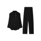 Black Long-Sleeved Clothing Sets (Women's-Pants+Long-Sleeved Shirt)