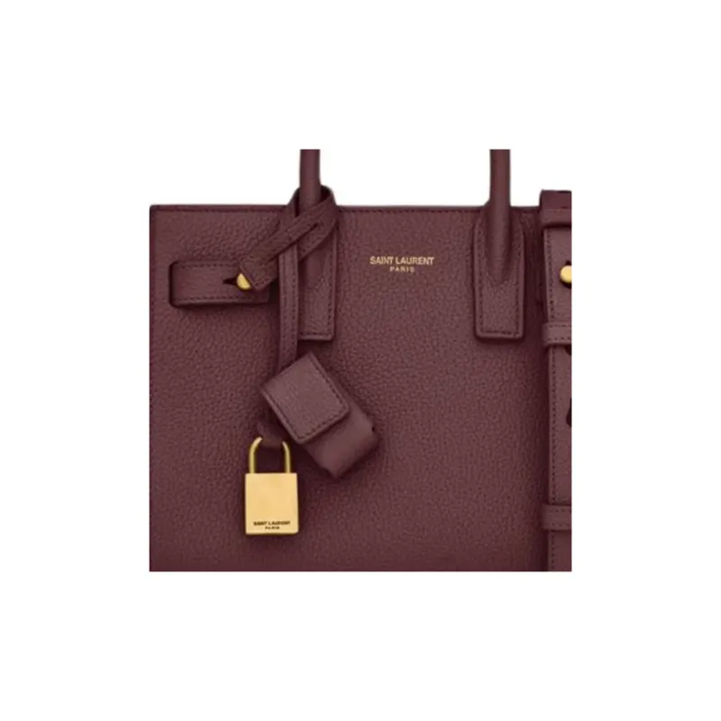 SAINT LAURENT Grain Leather Handbag Women's Cabernet Sauvignon Color-6