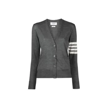 THOM BROWNE 4 Bar V Neck Cardigan