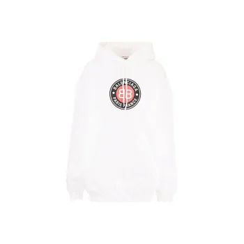 Balenciaga Logo Printed Hoodie 'White'
