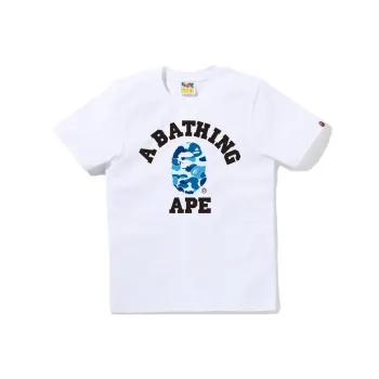 A BATHING APE Women's Abc Camo College Tee White/Green