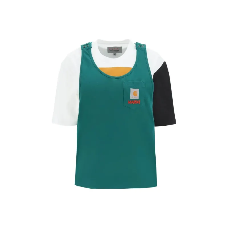 MARNI X Carhartt Wip Women's T Shirt 'Stone Green'-0