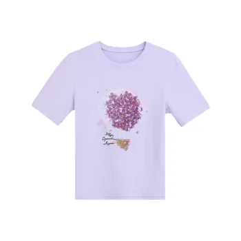 LUYOUYE Set in Sleeve T Shirt Women's Light Purple