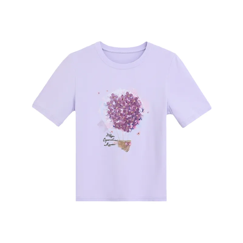 LUYOUYE Set in Sleeve T Shirt Women's Light Purple-0