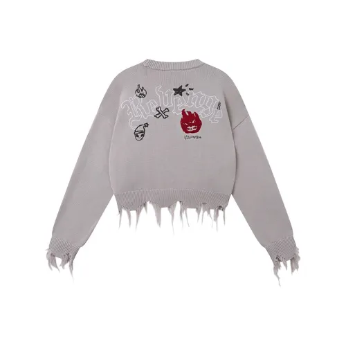 Pop Mart X Revenge Hirono Collaboration Sweaters Unisex Light Gray