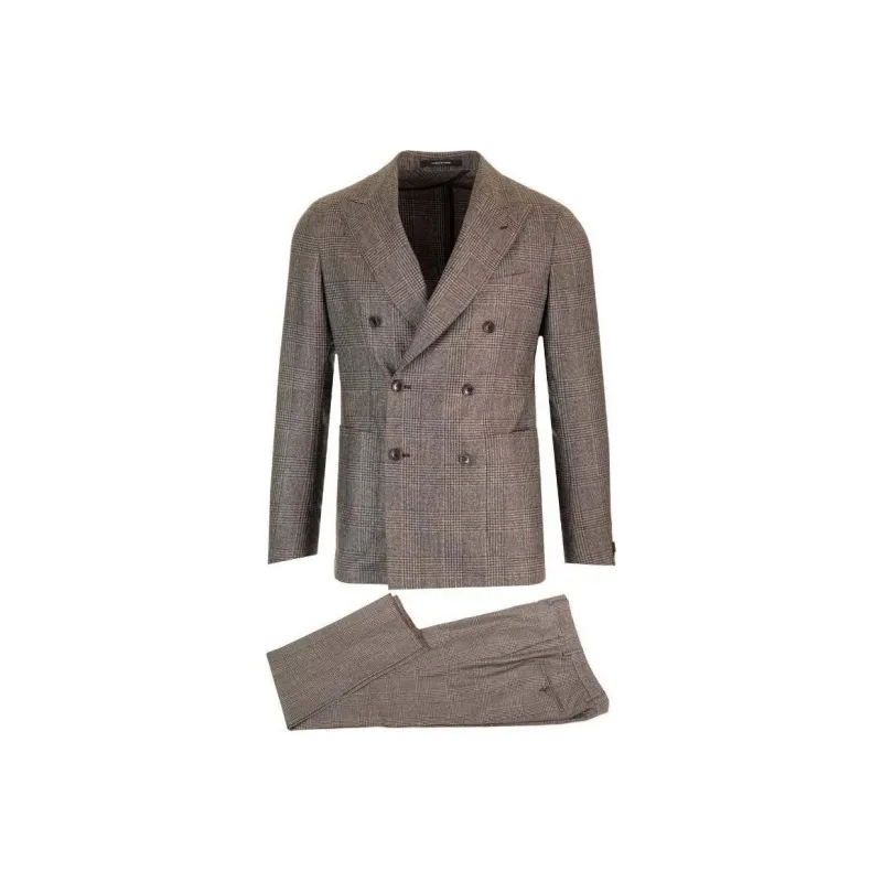 Tagliatore Montecarlo Double Breasted Checked Suit-0