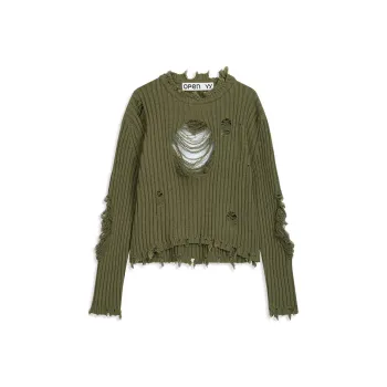 Open Yy DAMAGED HEART PULLOVER Knitwear Women's KHAKI/Khaki