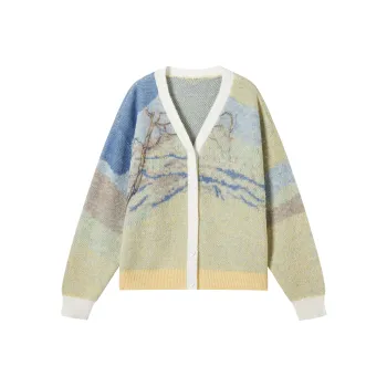 DIALOGUE x YABOLAHAN·MANNIWEIQIYISHUHUAZUO LIANMINGKUAN Sweater Women's Sunset Yellow