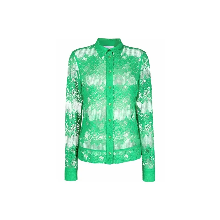 GANNI Lace Shirt 'Green'-0
