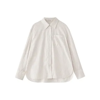 SOLWEIGE Stripes Solid Color Shirt Spring And Autumn Women's