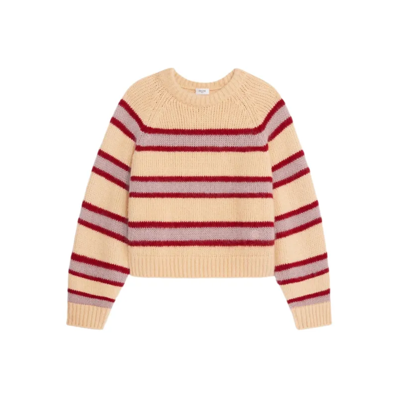 CELINE Crew Neck Sweater In Striped Cashmere And Wool-0