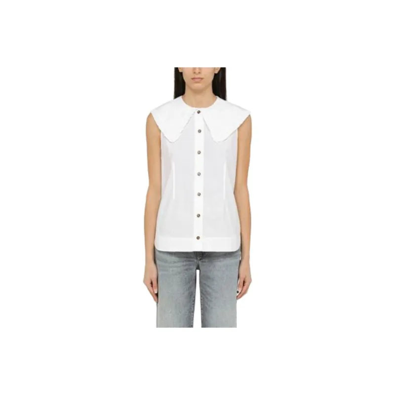 GANNI Ruffled Detail Sleeveless Blouse-0