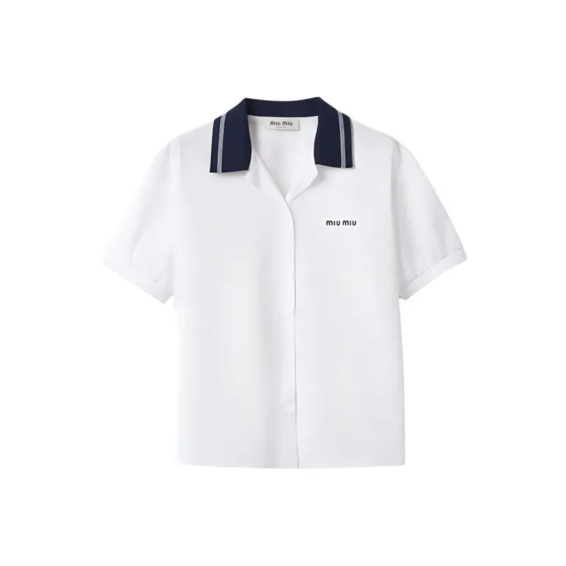 MIU MIU Logo embroidred Poplin Shirt-0