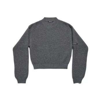 Balenciaga Logo Patch Cropped Sweater