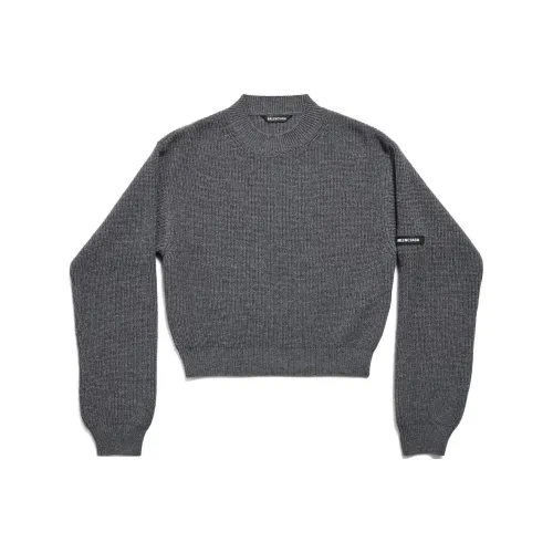 Balenciaga Logo Patch Cropped Sweater