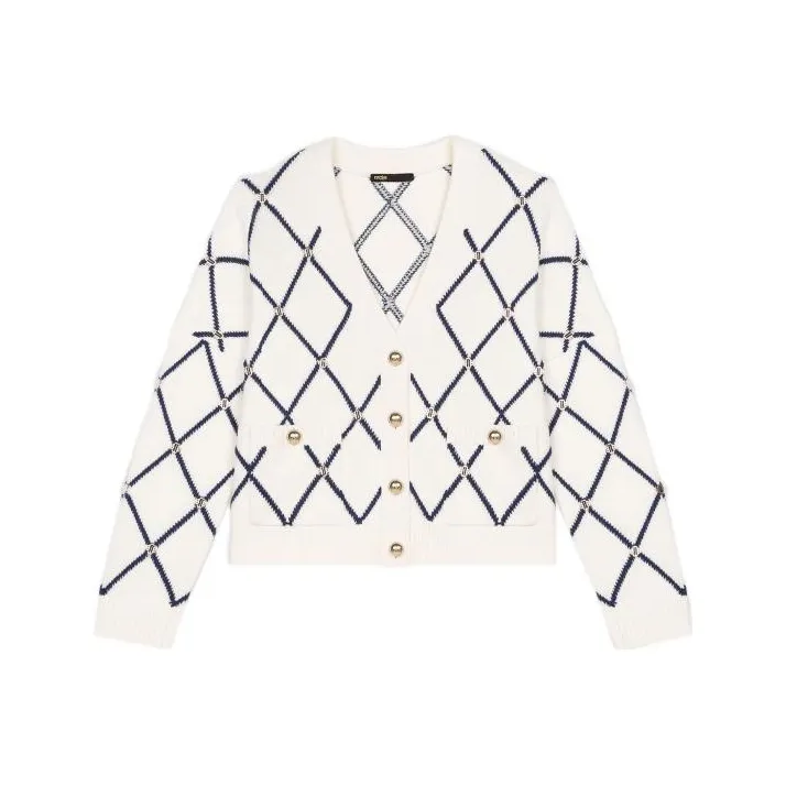 Maje Diamond pattern Knitted Cardigan-0