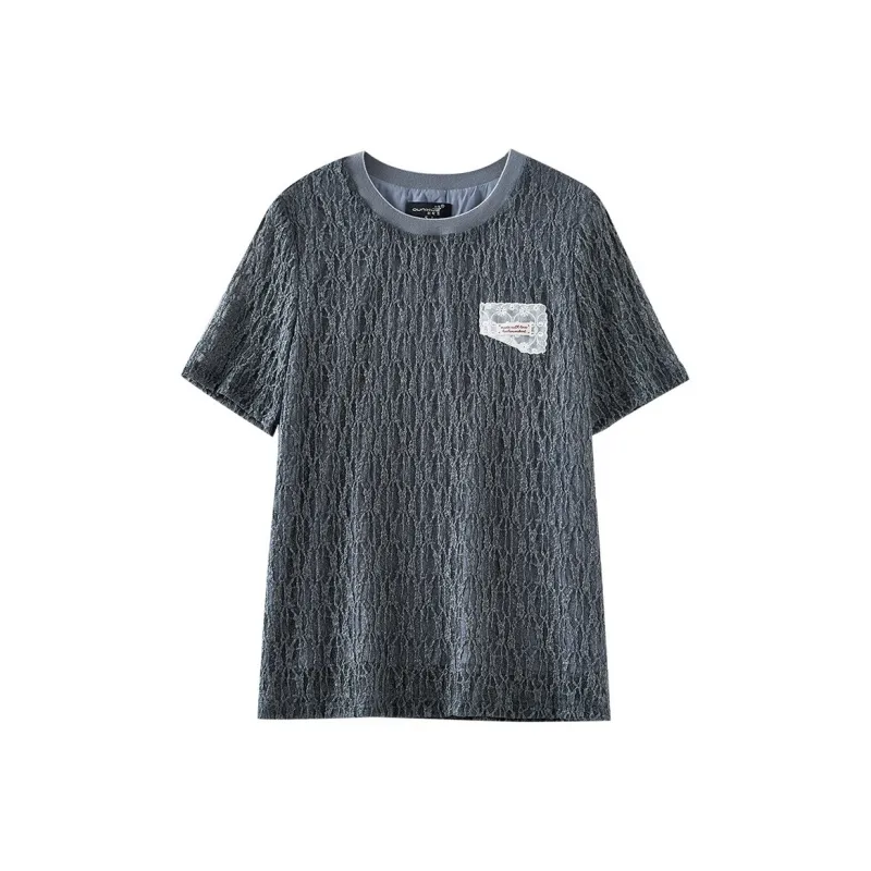 OUNIXUE Summer Regular T Shirt Women's Dark Gray-0