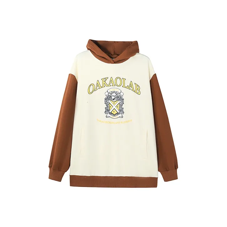 OAKAO Sweatshirt Unisex White Brown Multicolor-0
