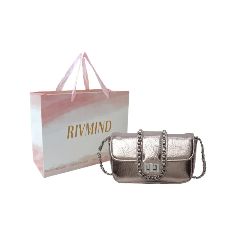 RIVMIND PU Crossbody Bag Women's Silver/Black/Gold-8
