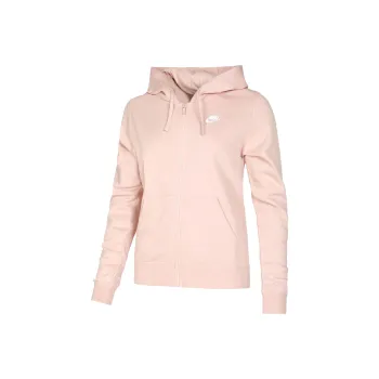 Nike Sportswear Women's Club Fleece Full Zip Hoodie Pink Oxford/White