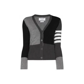 THOM BROWNE Monochrome Block Cashmere Cardigan