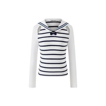 HERLIAN T Shirt Women's Black White Stripes