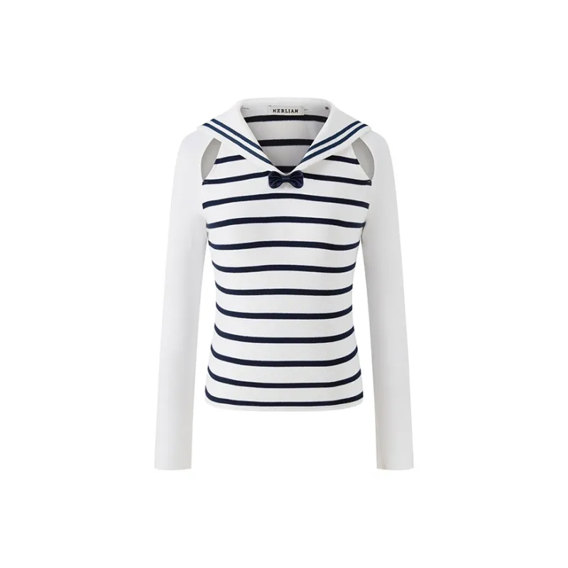 HERLIAN T Shirt Women's Black White Stripes-0