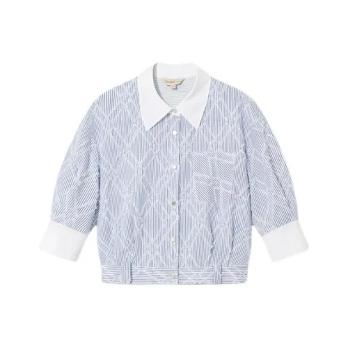 YINER GoodLand 블루 화이트 여성 셔츠
