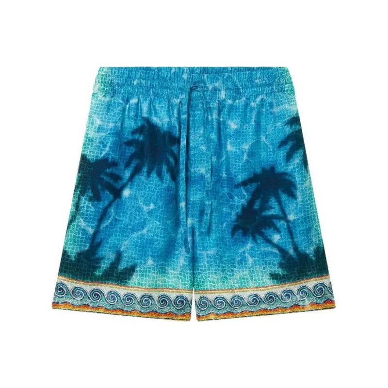CASABLANCA Caustics Emblem Silk Shorts-0