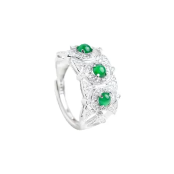 Clear Snow Ice Glutinous Jadeite Rings Unisex