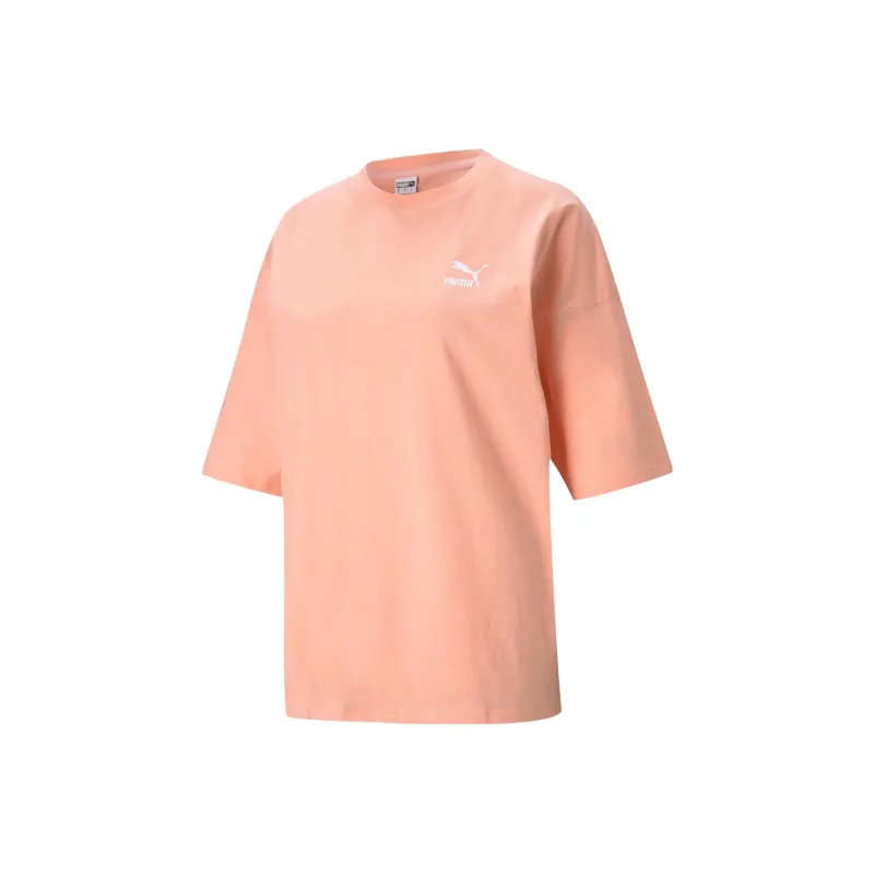 PUMA Drop Shoulder Sleeve T Shirt Women's Apricot Red-0