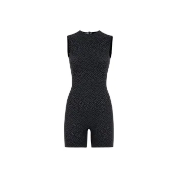 FENDI X Skims Sleeveless Mid Thigh Bodysuit Black