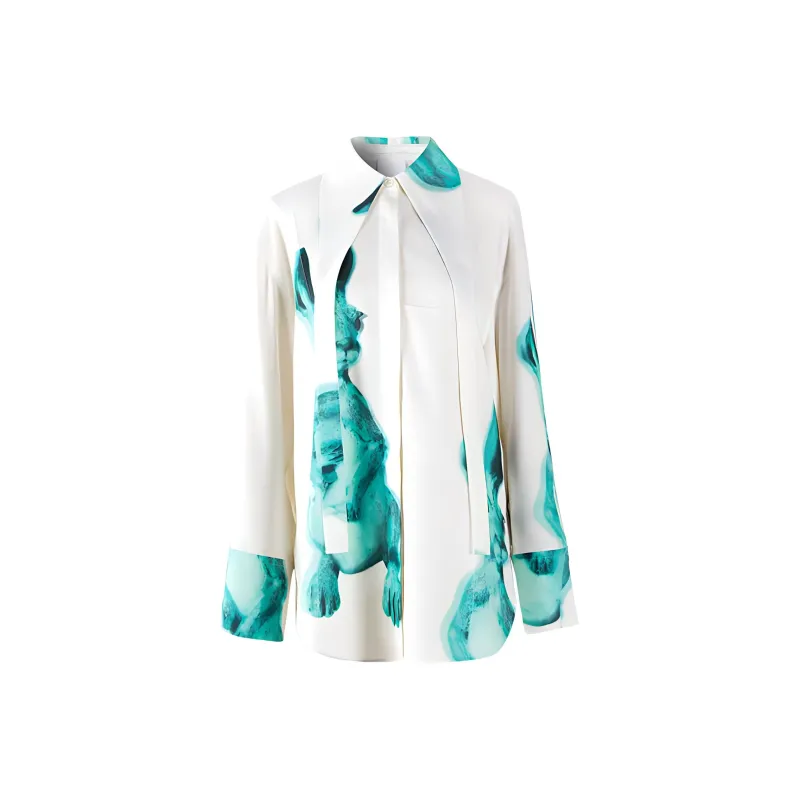 VVNK JANE PLUS Shirt Women's White Print Green-0