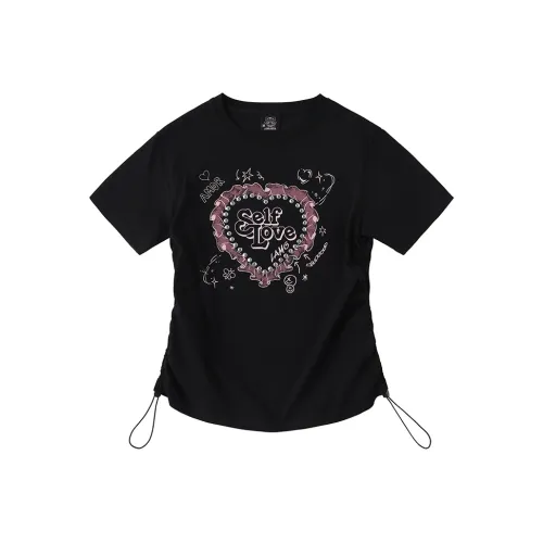 LAMLICKA Drop Shoulder Sleeve T Shirt Women's Black