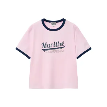 Marithe Francois Girbaud Drop Shoulder Sleeve T Shirt Women's Light Pink
