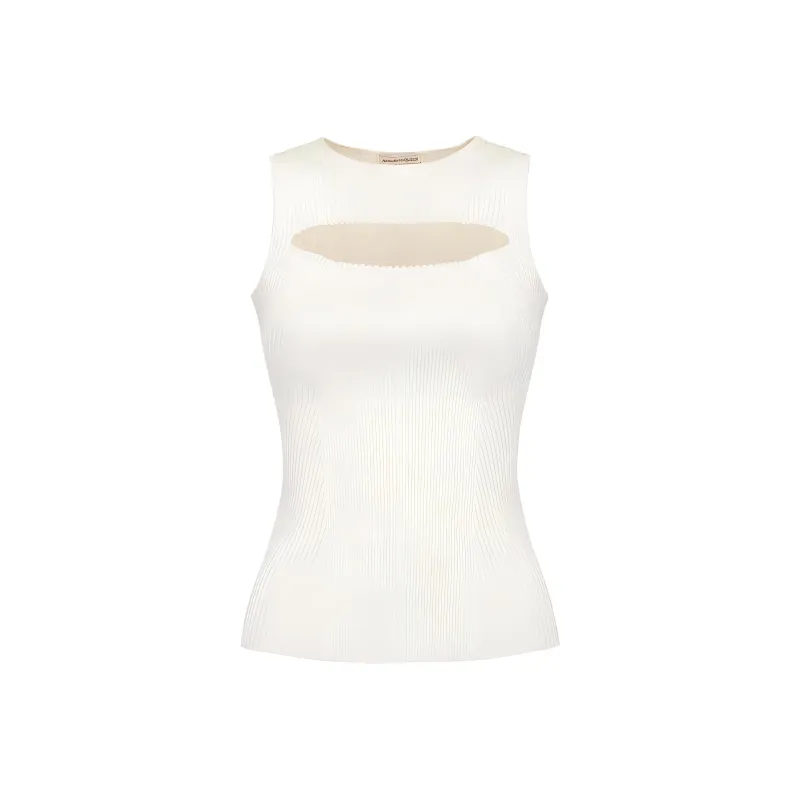 Alexander McQueen Ribbed Knit Cut Out Top-0
