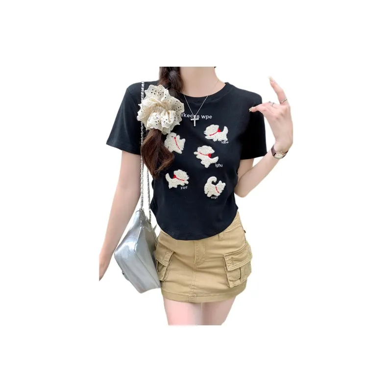 Mu Xiao Xin Regular T Shirt Women's Black-0