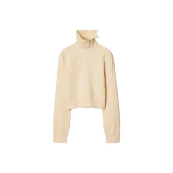 Burberry Warped Houndstooth Jacquard High Neck Jumper