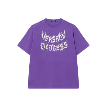 VERSACE Drop Shoulder Sleeve T Shirt Women's Purple