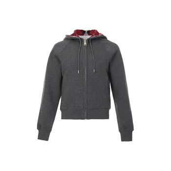 Burberry Zip Up Hooded Sweatshirt Grey Red